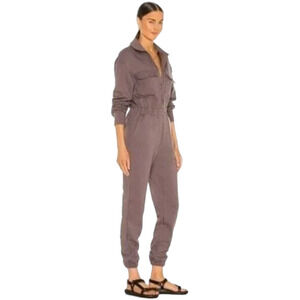 Lovers + Friends Womens Brown Microfleece Utility Jogger Jumpsuit Size Small